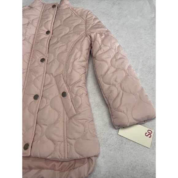 SO Quilted Barn Jacket/Coat Sz Girls 14/16 Pink Lightweight pockets snap zipper - Picture 6 of 14